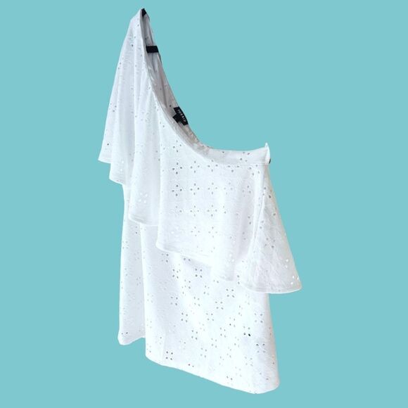 NEW Torrid Plus Size Jersy White One Shoulder Ruffle Eyelet Top. - Picture 5 of 16